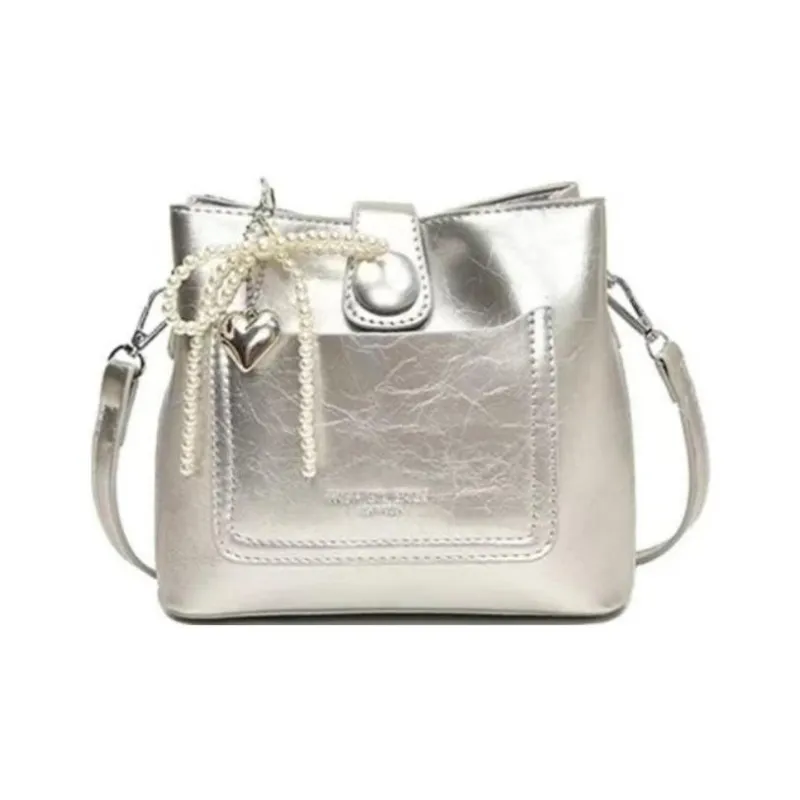 RKM Pu Shoulder Bag Medium Size Women's Red/Black/White/Silver/Brown-8