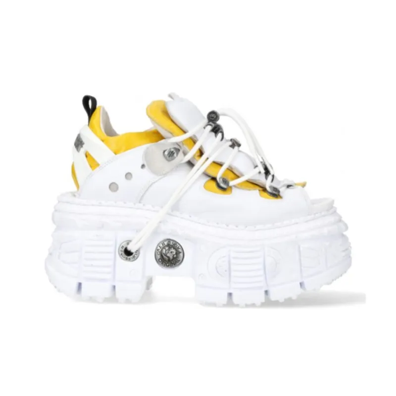 NEW ROCK Slip-Resistant Low-Top Casual Shoes Unisex Yellow White-1