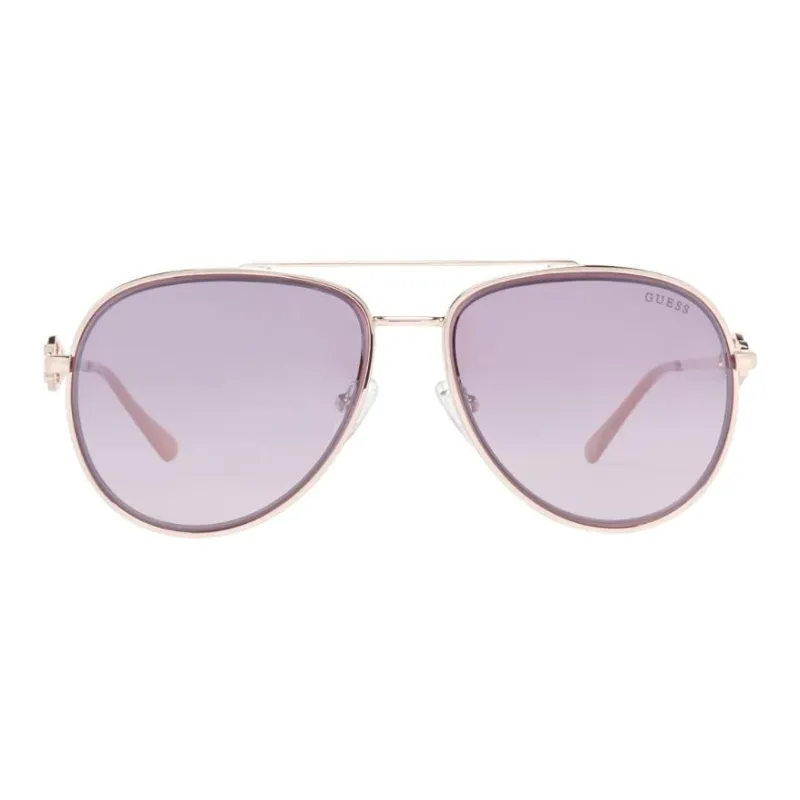 GUESS Plastic Metal Aviator Sunglasses Women's Gold-1
