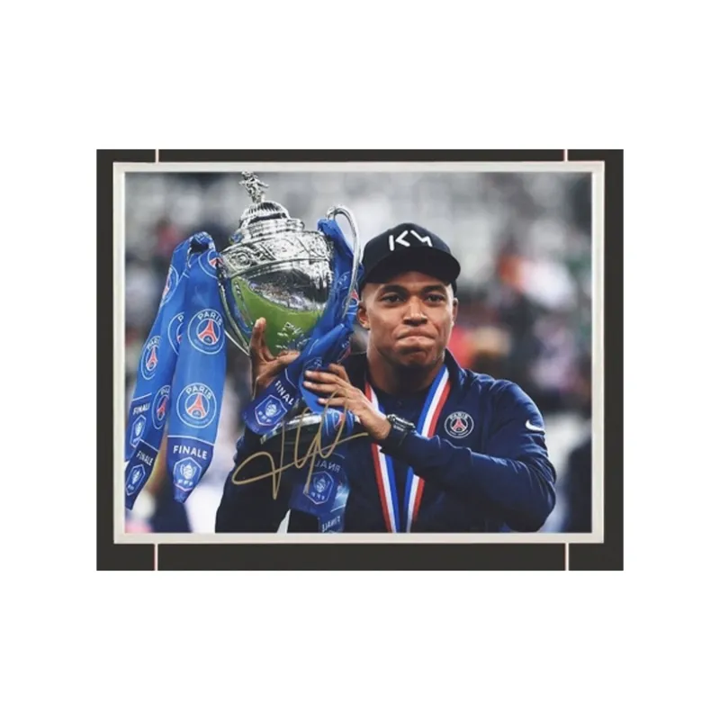 Three For Paris Saint-Germain Mbappé Signed Soccer Apparel Jersey With SA Certificate Framed Collection-4