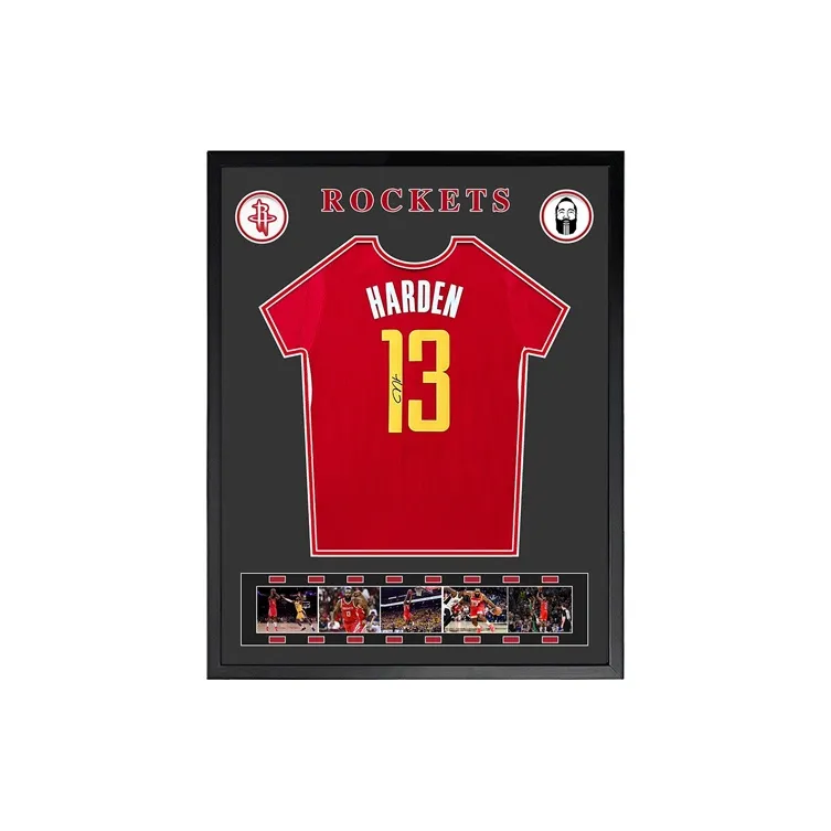 Three For Rocket Size 13 Harden Short Sleeved Basketball Apparel, Framed, Includes Certificate-1
