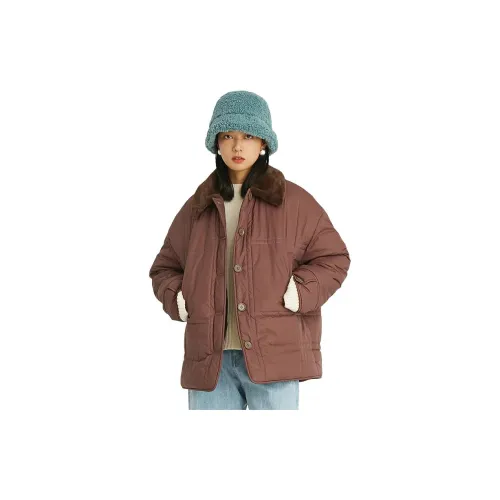 Omont Puffer Jackets Women's Red Brown