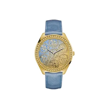 GUESS Wrist Watch Automatic Mechanical Movement Leather Watch Bands 44.5mm Yellow Watch Dial Women's Watch