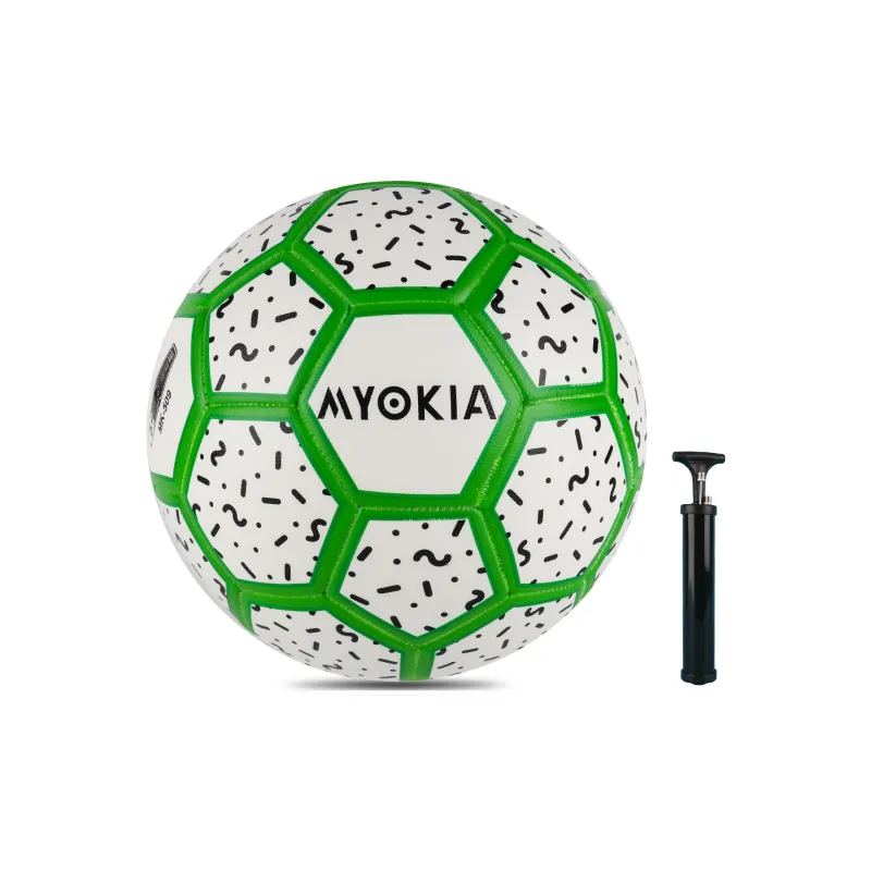 MYOKIA Size 5 Soccer PU Hand Stitched Soccer Ball Unisex White Green-7