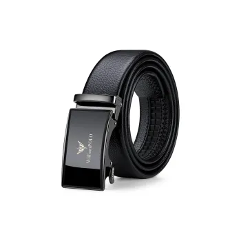 WilliamPOLO Cow Leather Leather Belts Men's Gunmetal Width  3.5cm