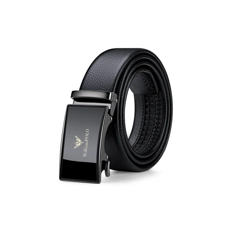 WilliamPOLO Cow Leather Leather Belts Men's Gunmetal Width  3.5cm-0
