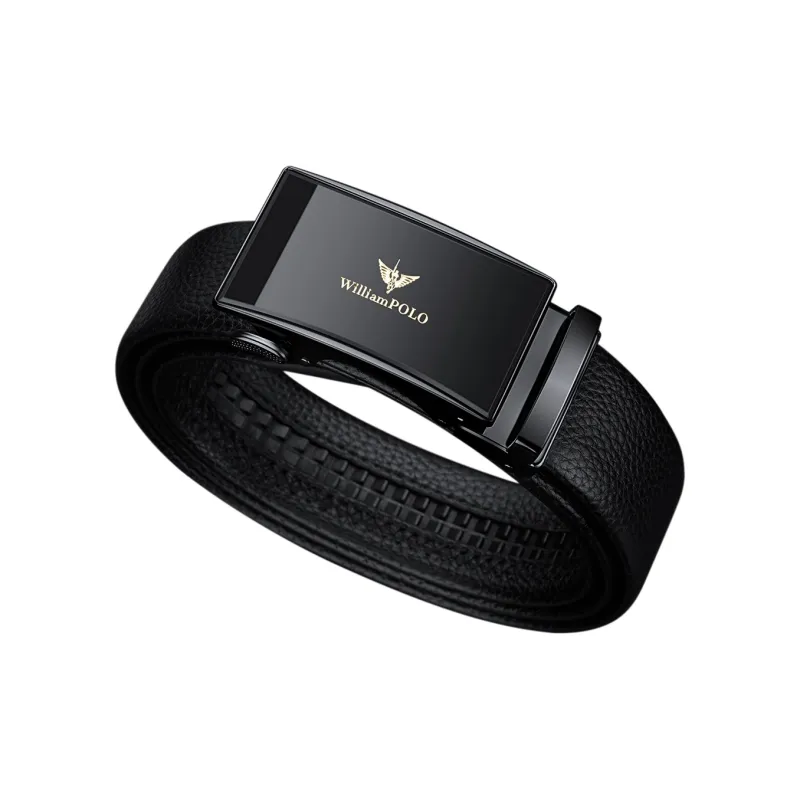 WilliamPOLO Cow Leather Leather Belts Men's Gunmetal Width  3.5cm-3