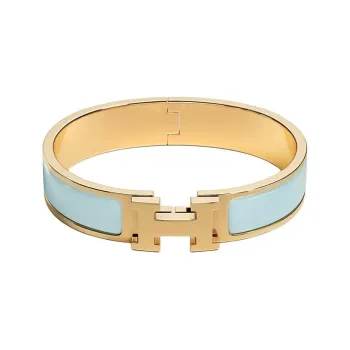 HERMES Enamel, Metal, Gold Plated Bangles Unisex Blue