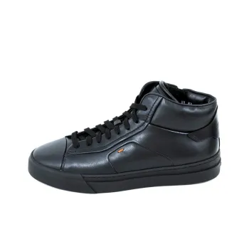 Santoni Nero Notte High-Top Skateboard Shoes Men's Black
