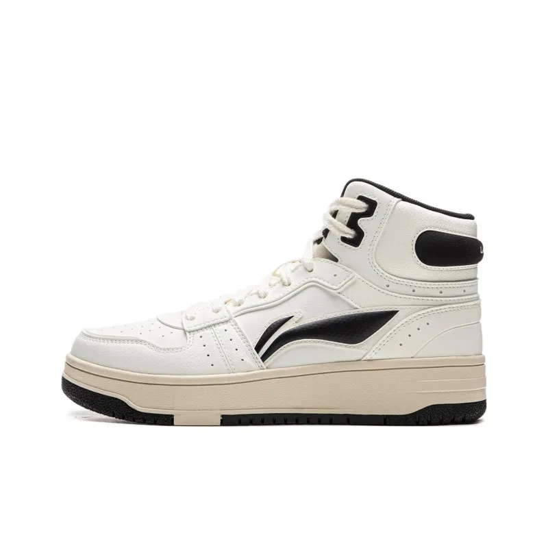 LiNing Tianji SOFT HI Anti Slip Wear Resistant Mid Top Skateboard Shoes Women's White Black-0