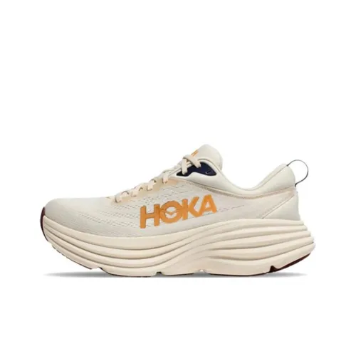 HOKA ONE ONE Bondi 8 Running Shoes Men Low-Top Off White