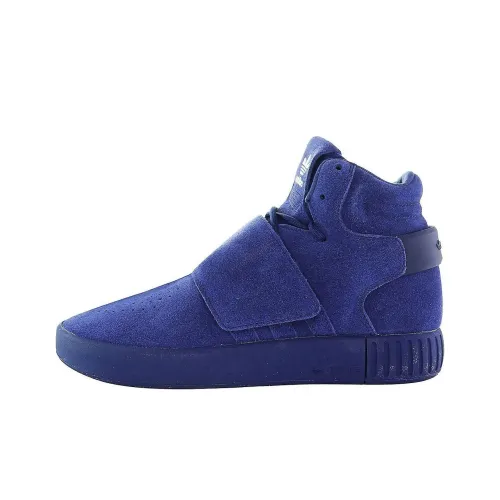 Adidas Originals Tubular Invader Strap Anti Slip Wear Resistant High Top Skateboard Shoes Unisex Blue