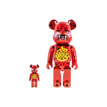 BE@RBRICK x ACU X JAHAN LOH 400%100% 2021 Zhao Cai Jin Bao Red Trendy Figures 7cm/28cm