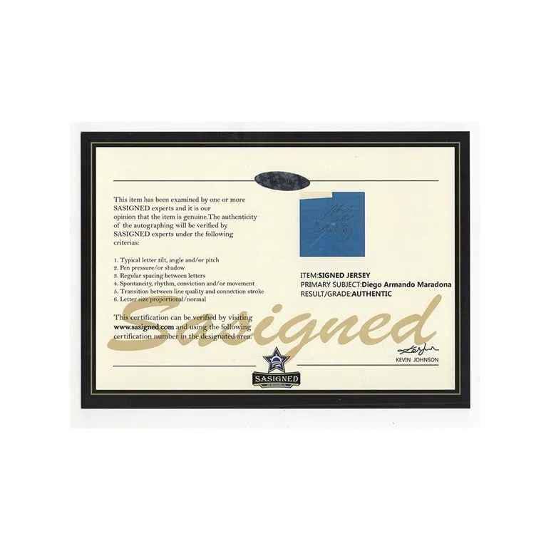 Three For Napoli Team Diego Armando Maradona Autographed Soccer Apparel Jersey Includes SA Certificate Framed-4