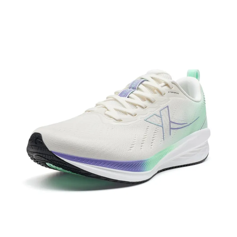 XTEP Speed 5.0LITE Cushioning Rebound Low Top Running Shoes Men's White Purple Green-1