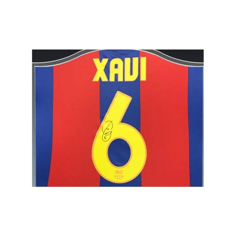 Three For 07-08 Barça Xavi Hernández Cuenca Signed Soccer Apparel Jersey With SA Certificate-3