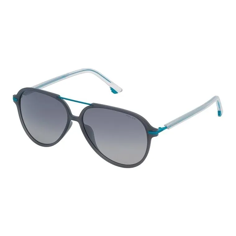 Police Injection Molded Metal Aviator Sunglasses Unisex Gray-0