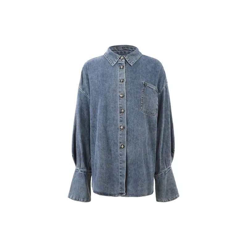 BSEVENI Denim Jacket Women's Denim Blue-2