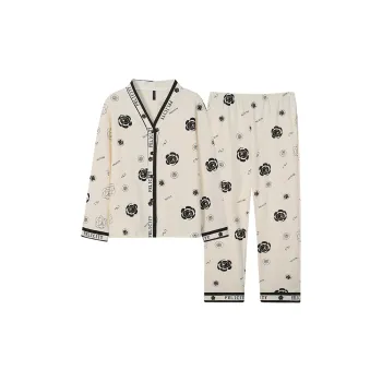 MIIOW Trend Party Series Pajama Set Women's Black Rose