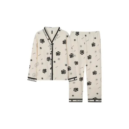 MIIOW Trend Party Series Pajama Set Women's Black Rose