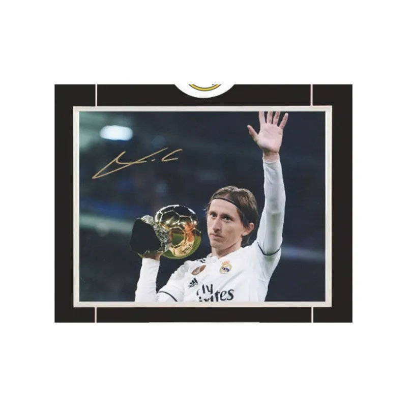 Three For Real Madrid Team Luka Modrić Signed Photo With SA Certificate Framed And Mounted-2