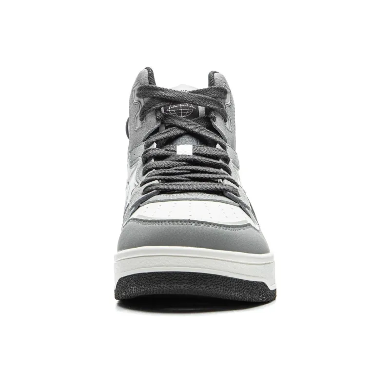 LiNing Tianji SOFT HI Anti-Slip Wear-Resistant Mid-Top Skateboard Shoes Men's White Gray Black-4
