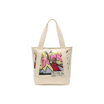 Jordan Cotton Tote Bag, Shopping Bag, Shoulder Bag, Handbag Unisex Beige