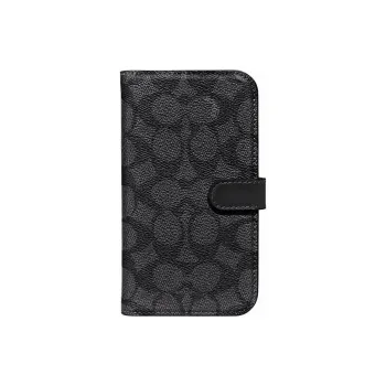 COACH Folio Canvas Cell Phone Pouch Mini Women's Charcoal Black