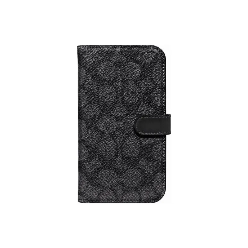 COACH Folio Canvas Cell Phone Pouch Mini Women's Charcoal Black-0