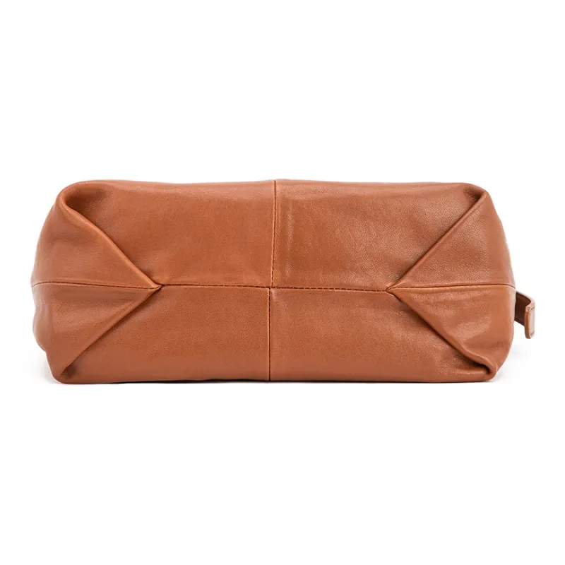 VENOF Sheepskin Dumpling Bag Shoulder Bag Small Size Women's Light Tea Brown/Deep Black/Advanced Red-4