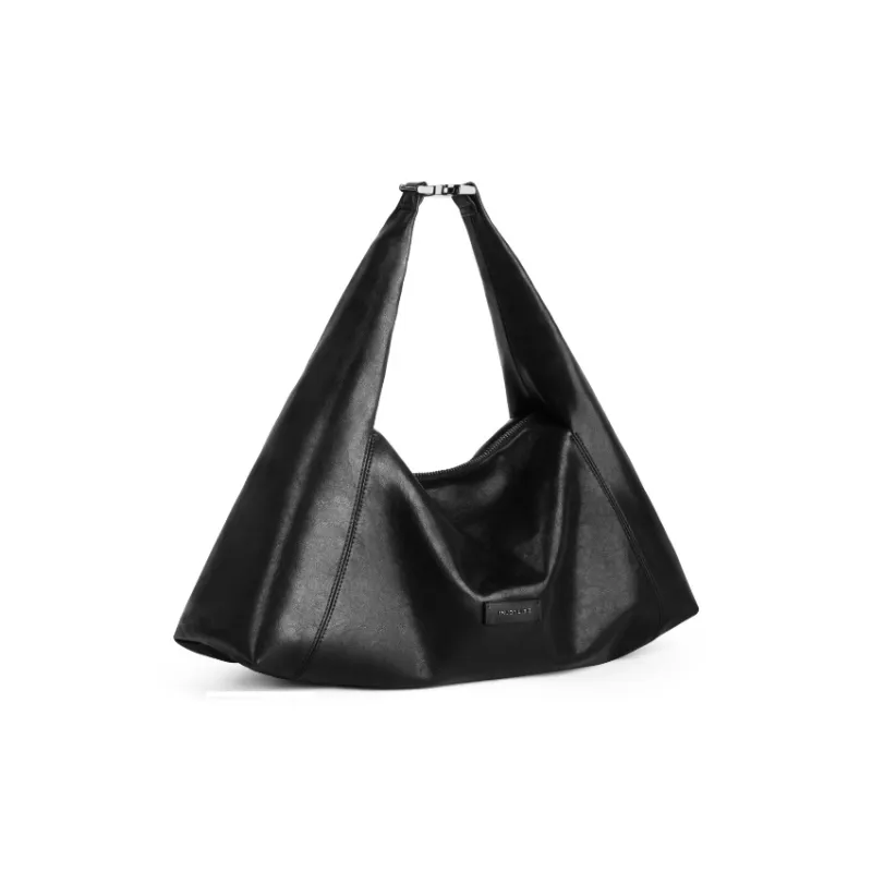 INJOYLIFE Cow Leather Tote Bag Shoulder Bag Medium Size Unisex Black-1