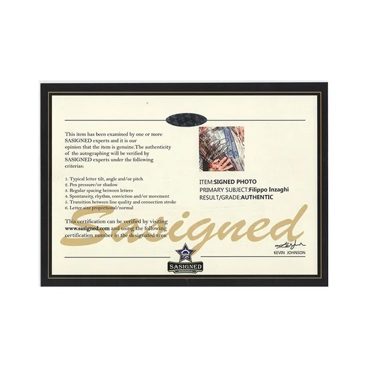 Three For AC Beige Blue Felipe Inzaghi 2007 Champions Hand-Signed Photo Framed Includes SA Certificate-4