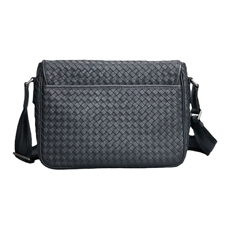 DOSRFINI Top Grain Cow Leather Messenger Bag Shoulder Bag Crossbody Bag Men's Black-2