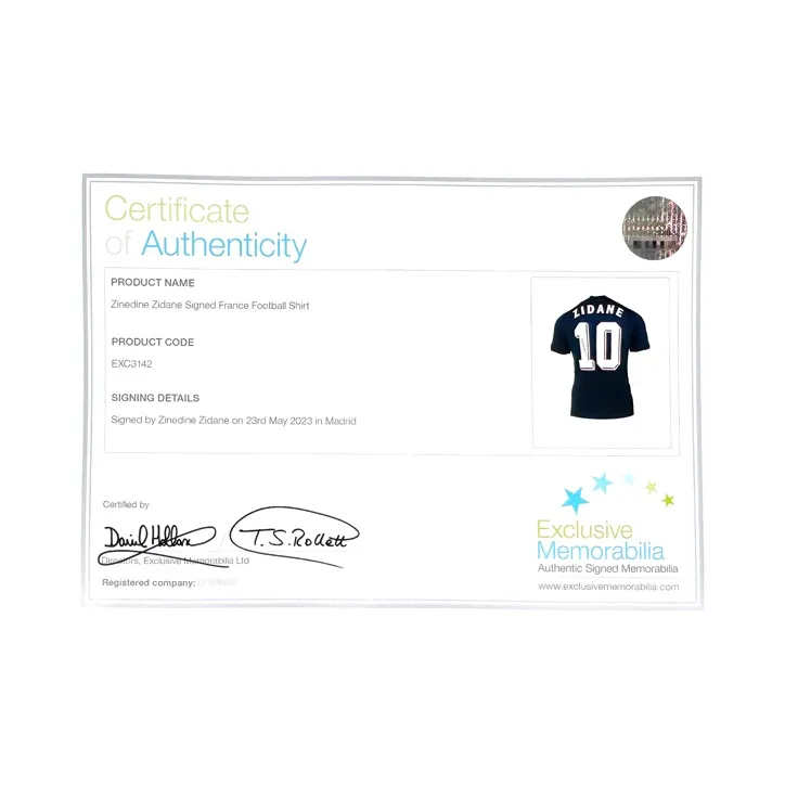 Three For Zidane, Autographed 2022 23 France Team Jersey EM Certificate, Deluxe Framed-5