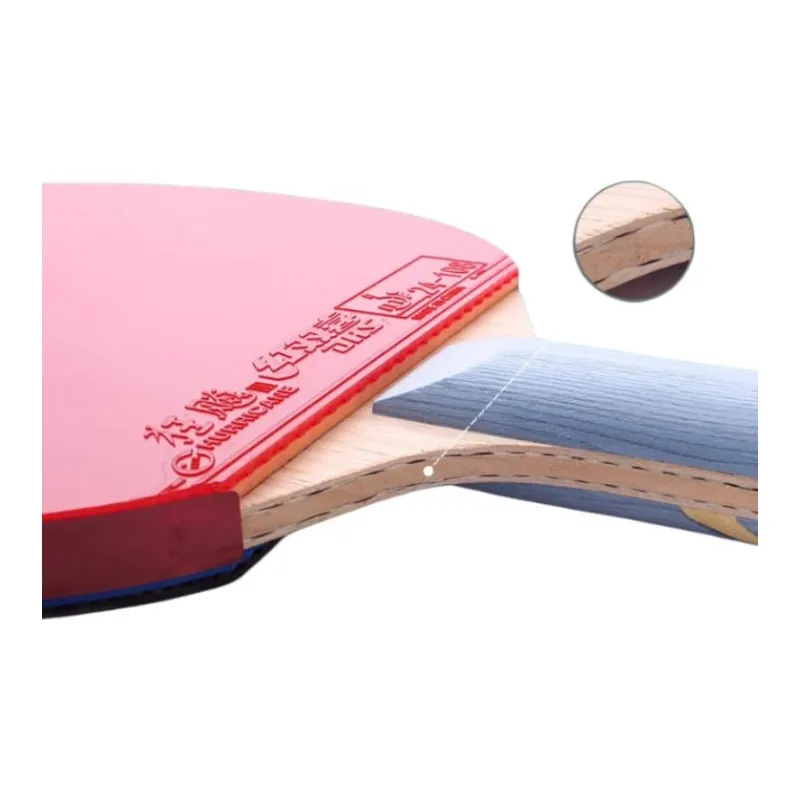 DHS Ping Pong Paddles Unisex All Wood With Carbon Fiber Red/Black-2