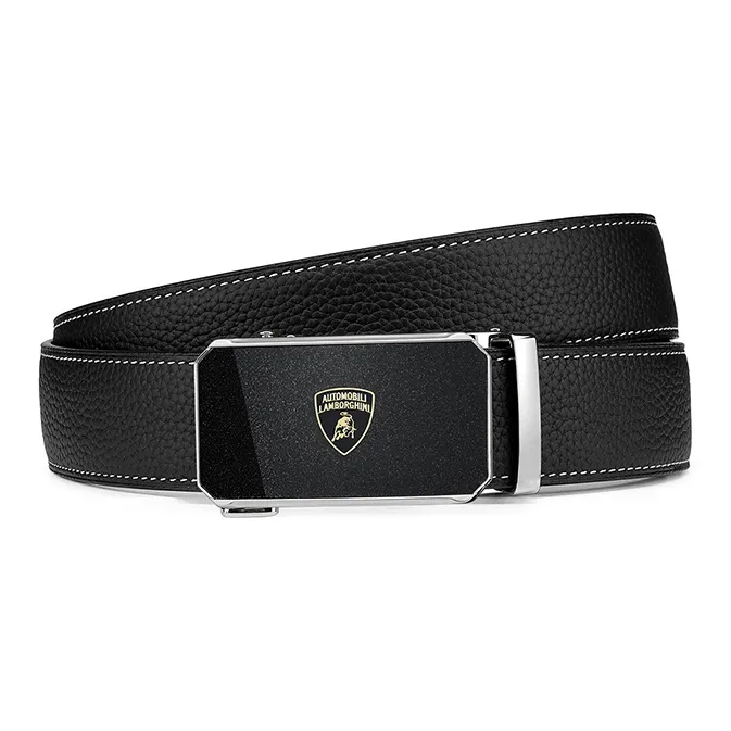 Automobili Lamborghini Cow Leather Business Genuine Leather Belt, Premium Quality Belt Men's Width 3.4cm-2