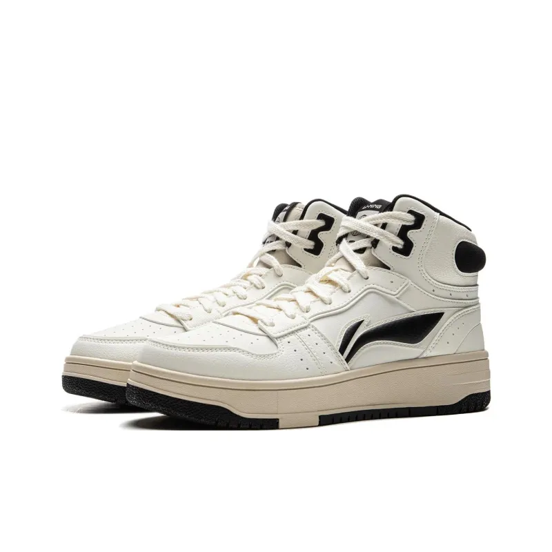 LiNing Tianji SOFT HI Anti Slip Wear Resistant Mid Top Skateboard Shoes Women's White Black-2