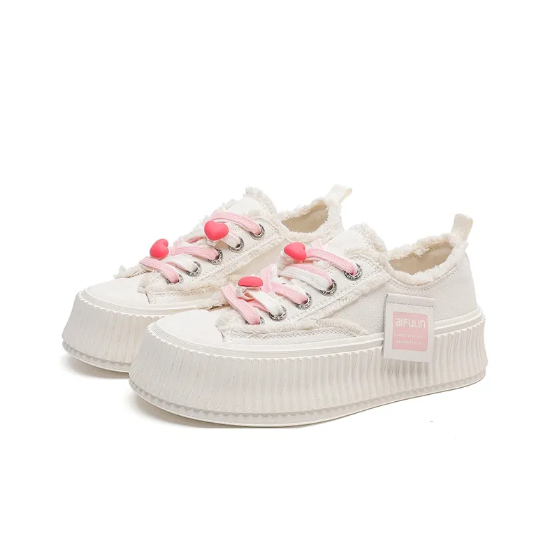 AIFUlIn Evelyn Low Top Skateboard Shoes Women's White Pink-2