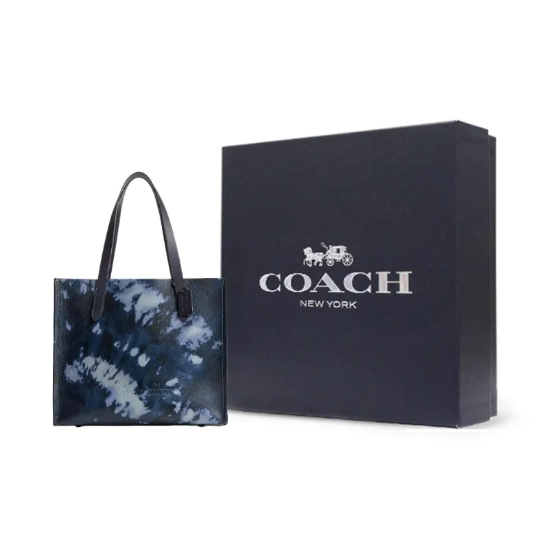 COACH Relay Eggstone Grain Leather Tote Bag Shopping Bag Shoulder Bag Handbag Large Size Men's Midnight Navy Multicolor-6