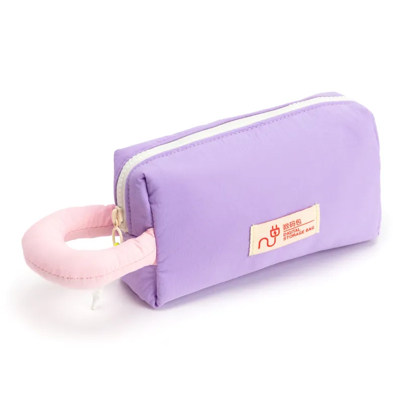 Bromen Nylon Cable Storage Bag Unisex Purple/Green Grape & White Contrast-1