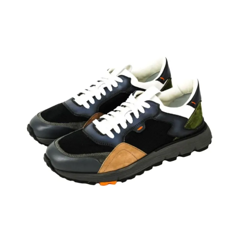 Santoni Primo Low-Top Casual Shoes Men's Blue Black-2