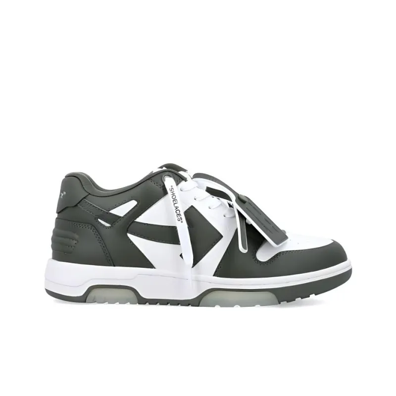 OFF WHITE Out Of Office Ooo Low Tops Military Green White-1