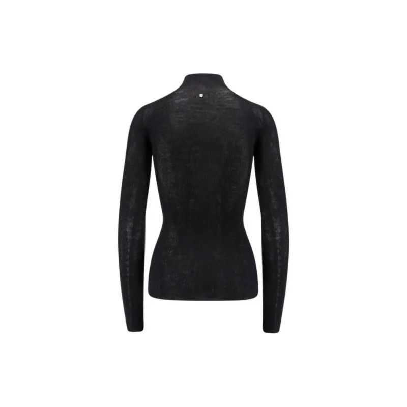 VERSACE Merinos Seamless Ribs Knit Sweater 'Black'-1