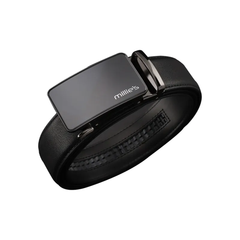 MILLIE'S Genuine Leather High End Business Men's Automatic Buckle Belt Leather Belts Men's Width  3.5cm-0