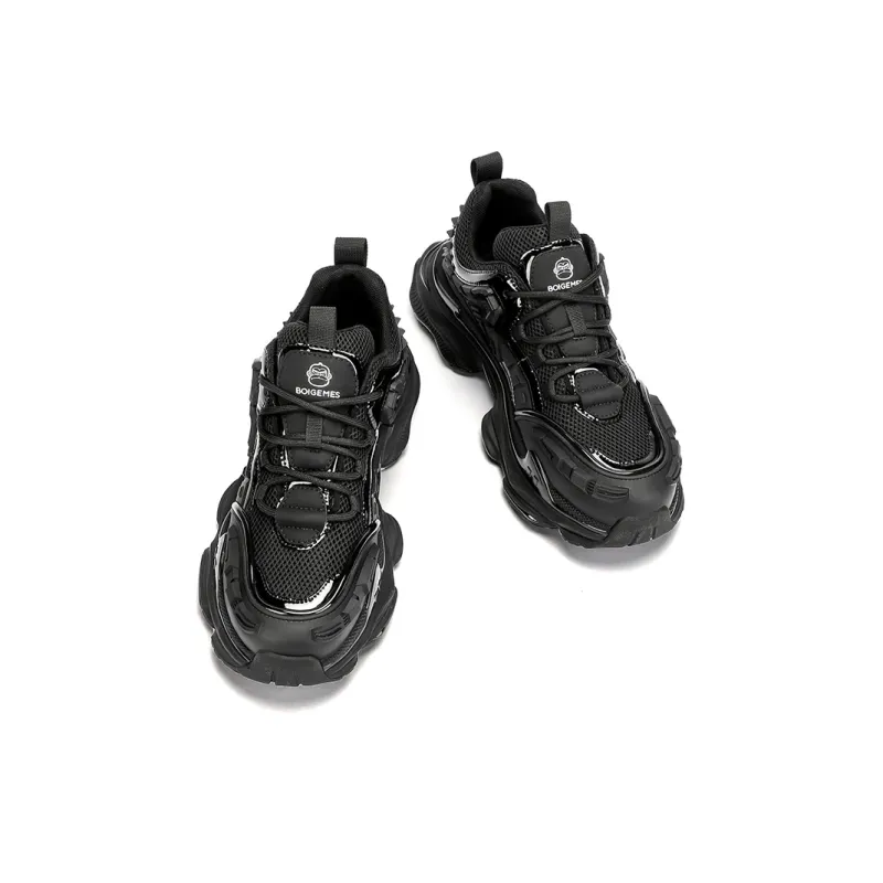 BOIGEMES Chunky Sneakers Men Low Top Black-12