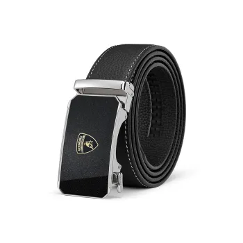 Automobili Lamborghini Elegant Starry Sky Automatic Buckle Trendy Design Cow Leather Belts Men's Black Width 3.4cm