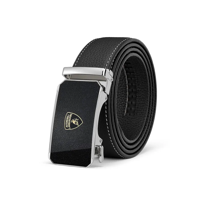Automobili Lamborghini Cow Leather Business Genuine Leather Belt, Premium Quality Belt Men's Width 3.4cm-0