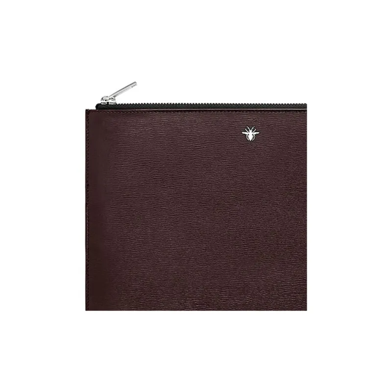 DIOR Calfskin Clutch Men's Burgundy-4
