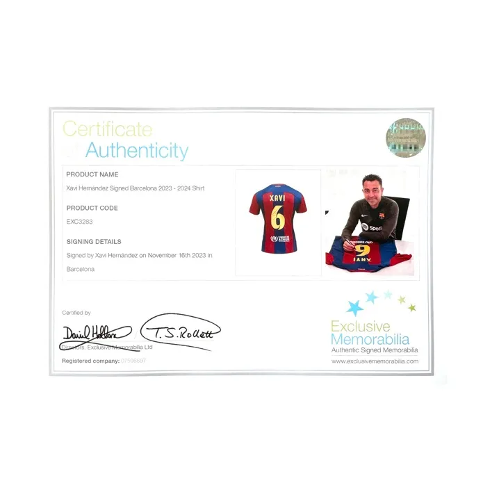Three For Harvey, Handwritten Signature, Barcelona Team Jersey EM Certificate, Deluxe Framed-6