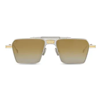 T Henri Titanium Alloy Aviator Sunglasses Unisex Silver/Yellow